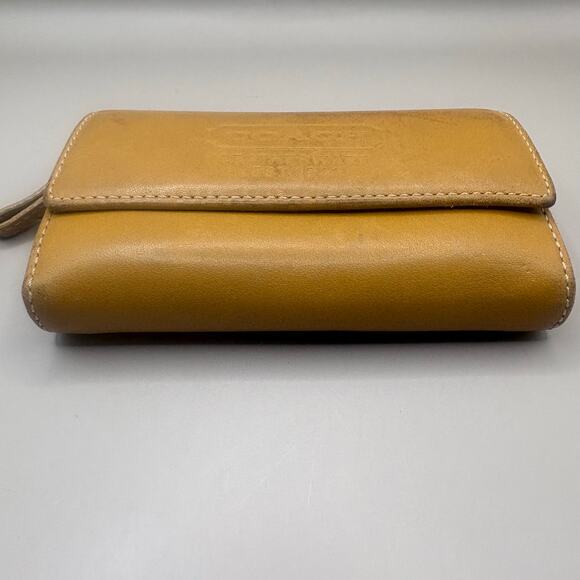 VTG Coach Leatherware Wallet Cardholder Tan Zip Trifold Carabiner  Y2K - Picture 5 of 16